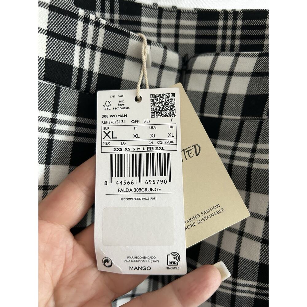 Mango Scotland Checkered Tartan Skirt sz 10 Goth Grunge Dark Academia - Picture 4 of 8